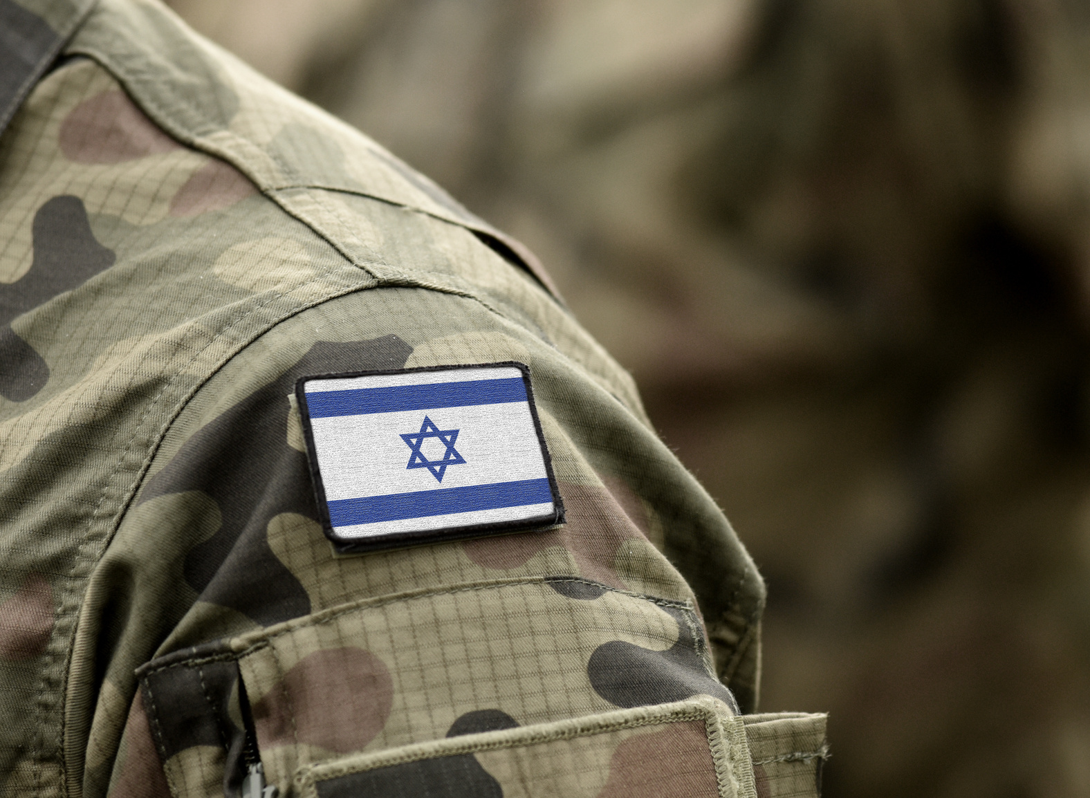 Flag of Israel on Military Uniform. 